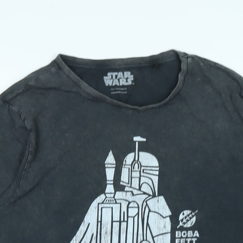 Star Wars Mens Grey Cotton T-Shirt Size M Crew Neck - Logo