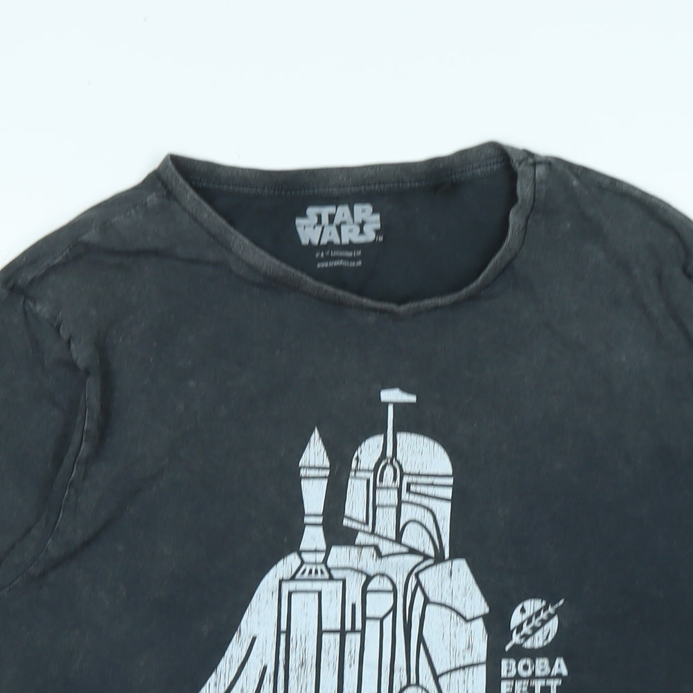 Star Wars Mens Grey Cotton T-Shirt Size M Crew Neck - Logo