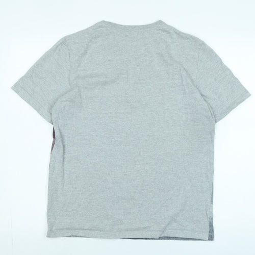 Whistles Mens Grey Cotton T-Shirt Size M Crew Neck - Logo