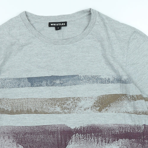 Whistles Mens Grey Cotton T-Shirt Size M Crew Neck - Logo