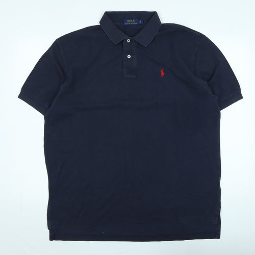 Polo Ralph Lauren Mens Blue Cotton Polo Size XL Collared - Logo