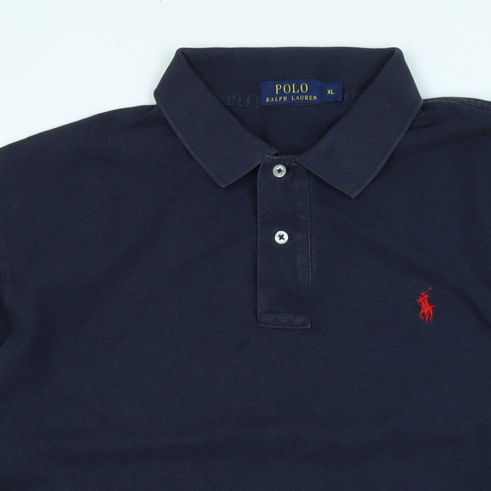 Polo Ralph Lauren Mens Blue Cotton Polo Size XL Collared - Logo