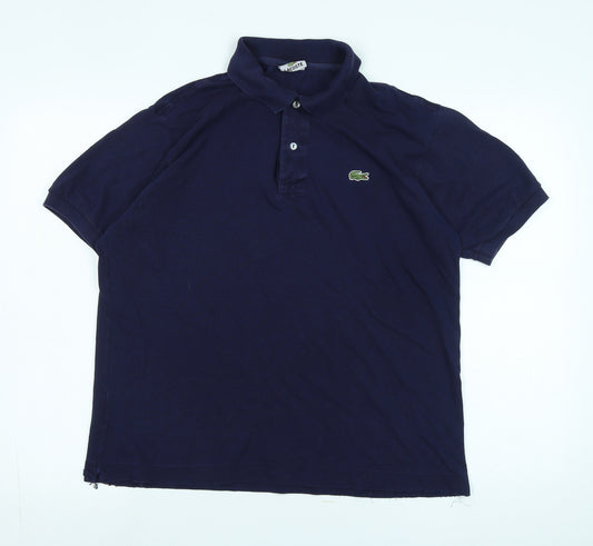 Lacoste Mens Blue Cotton Polo Size M Collared - Logo