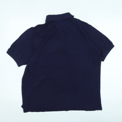 Lacoste Mens Blue Cotton Polo Size M Collared - Logo