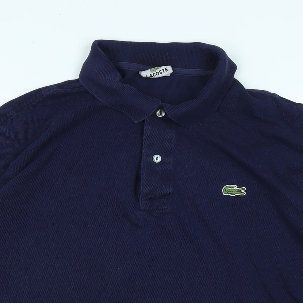 Lacoste Mens Blue Cotton Polo Size M Collared - Logo