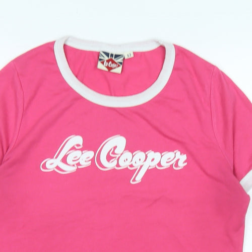 Lee Cooper Womens Pink Cotton Basic T-Shirt Size 12 Collared - Logo