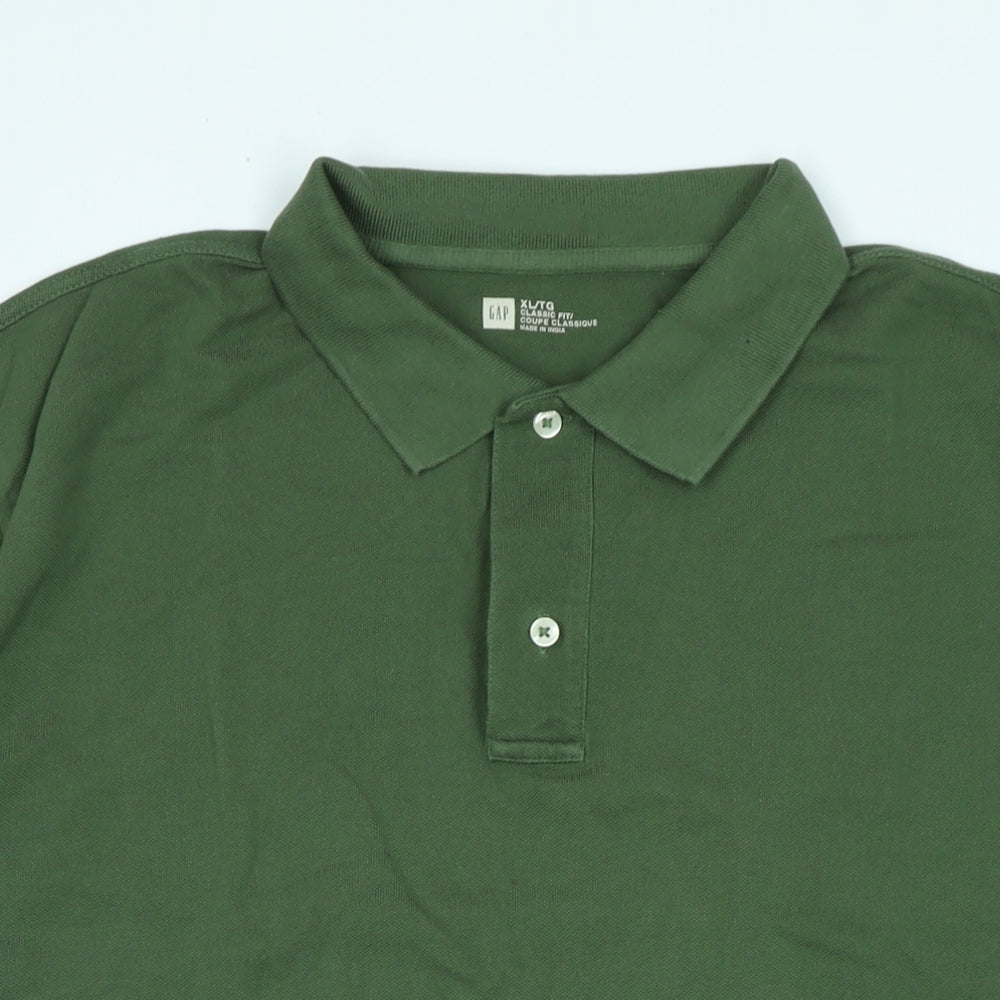 Gap Mens Green Cotton Polo Size XL Collared - Logo