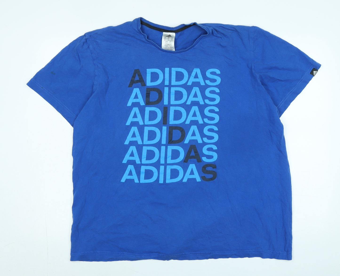 adidas Mens Blue Cotton T-Shirt Size XL Crew Neck - Logo