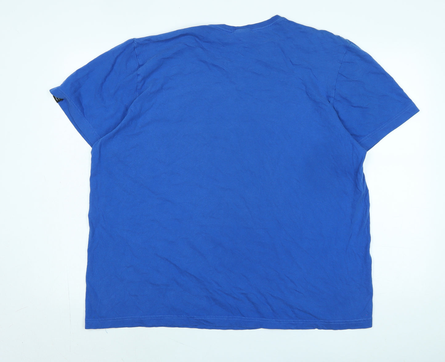 adidas Mens Blue Cotton T-Shirt Size XL Crew Neck - Logo