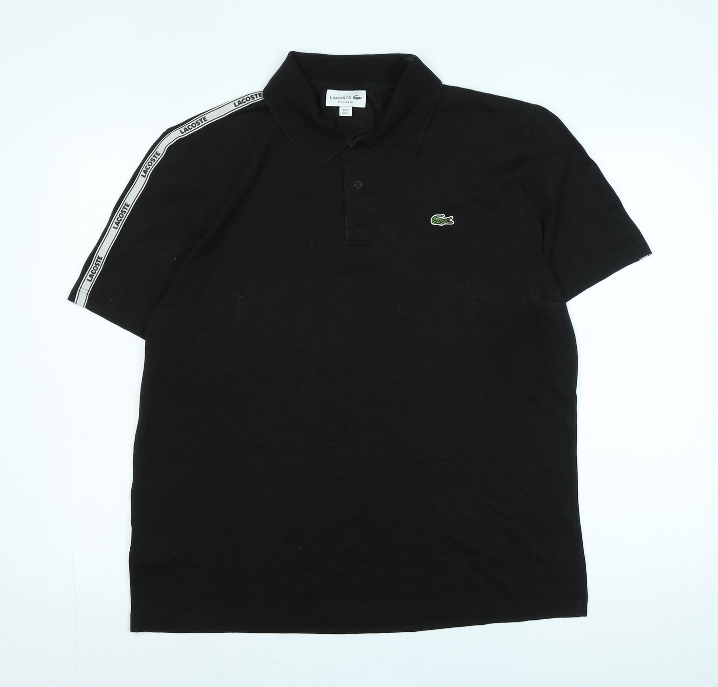 Lacoste Mens Black Cotton Polo Size XL Collared - Logo