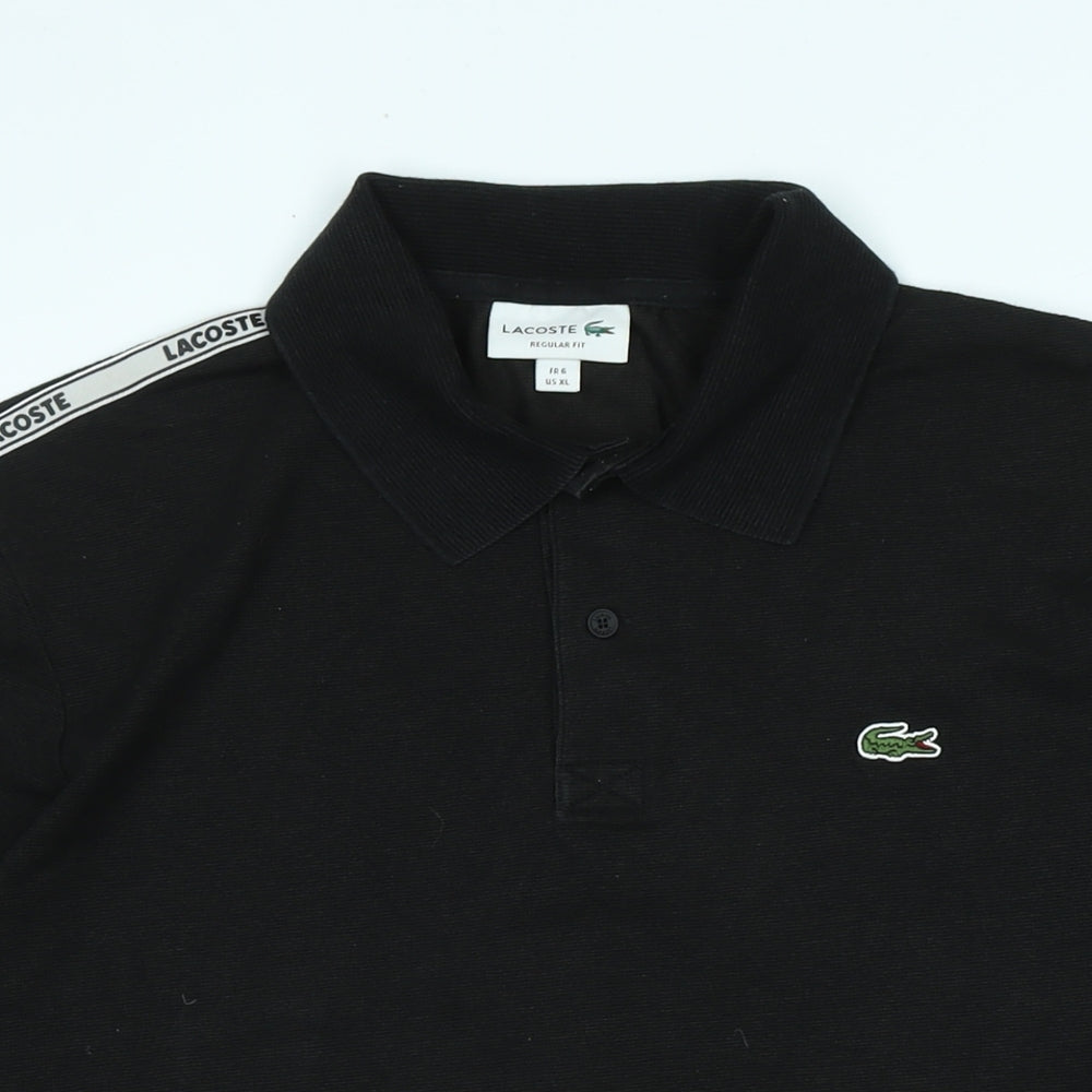 Lacoste Mens Black Cotton Polo Size XL Collared - Logo