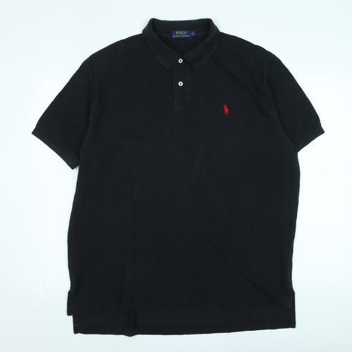 Polo Ralph Lauren Mens Black Cotton Polo Size XL Collared - Logo