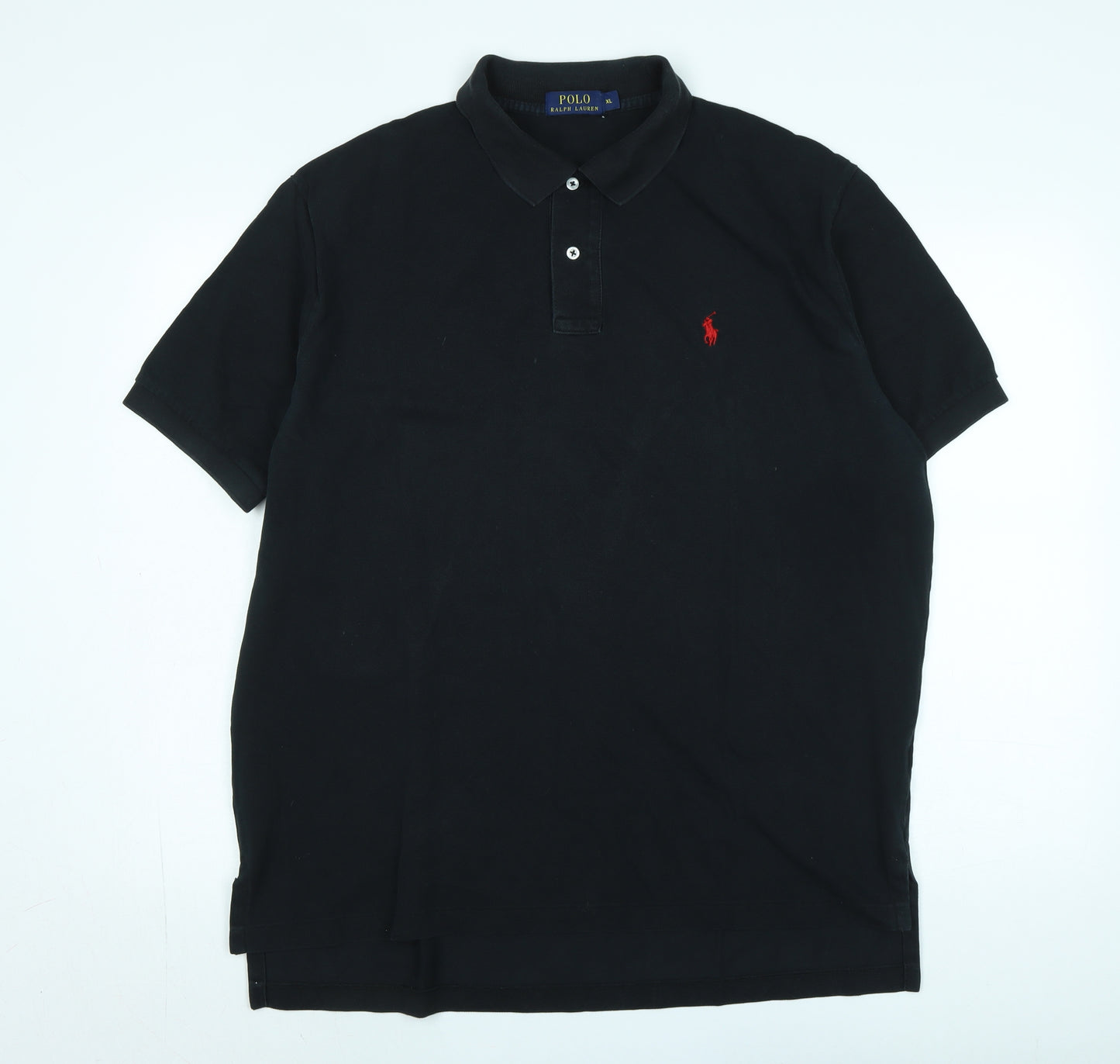 Polo Ralph Lauren Mens Black Cotton Polo Size XL Collared - Logo