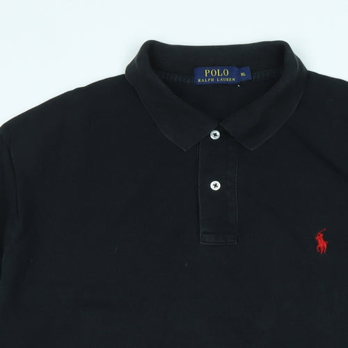 Polo Ralph Lauren Mens Black Cotton Polo Size XL Collared - Logo