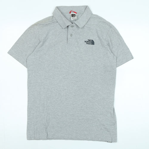 The North Face Womens Grey Cotton Basic Polo Size S Collared - Logo