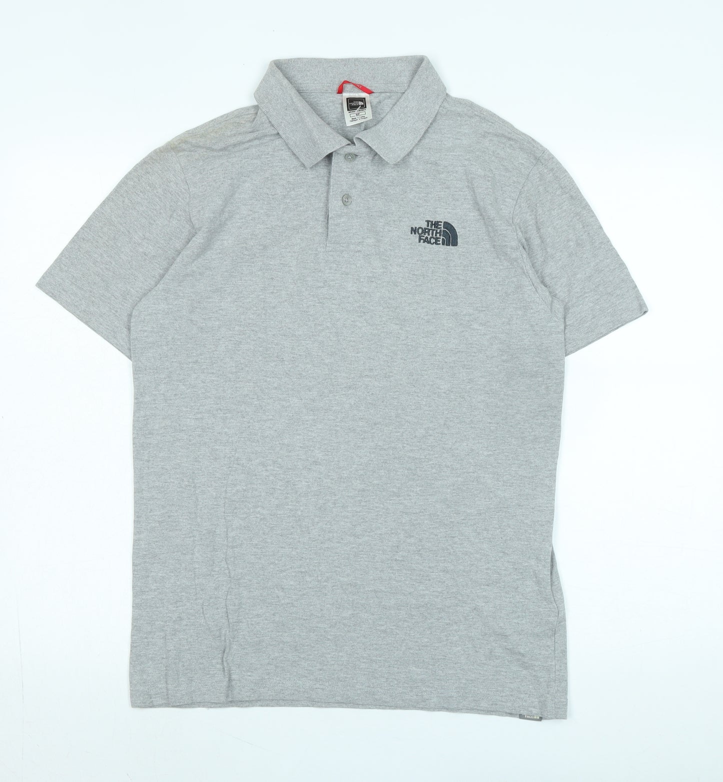 The North Face Womens Grey Cotton Basic Polo Size S Collared - Logo