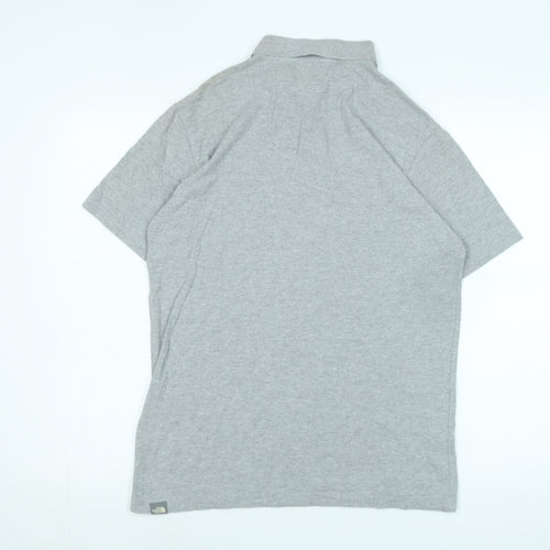 The North Face Womens Grey Cotton Basic Polo Size S Collared - Logo