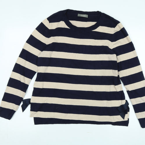Oasis Womens Blue Scoop Neck Cotton Pullover Jumper Size L - Logo