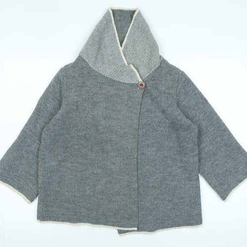 Yida Womens Grey Collared Acrylic Cardigan Jumper Size S - Logo