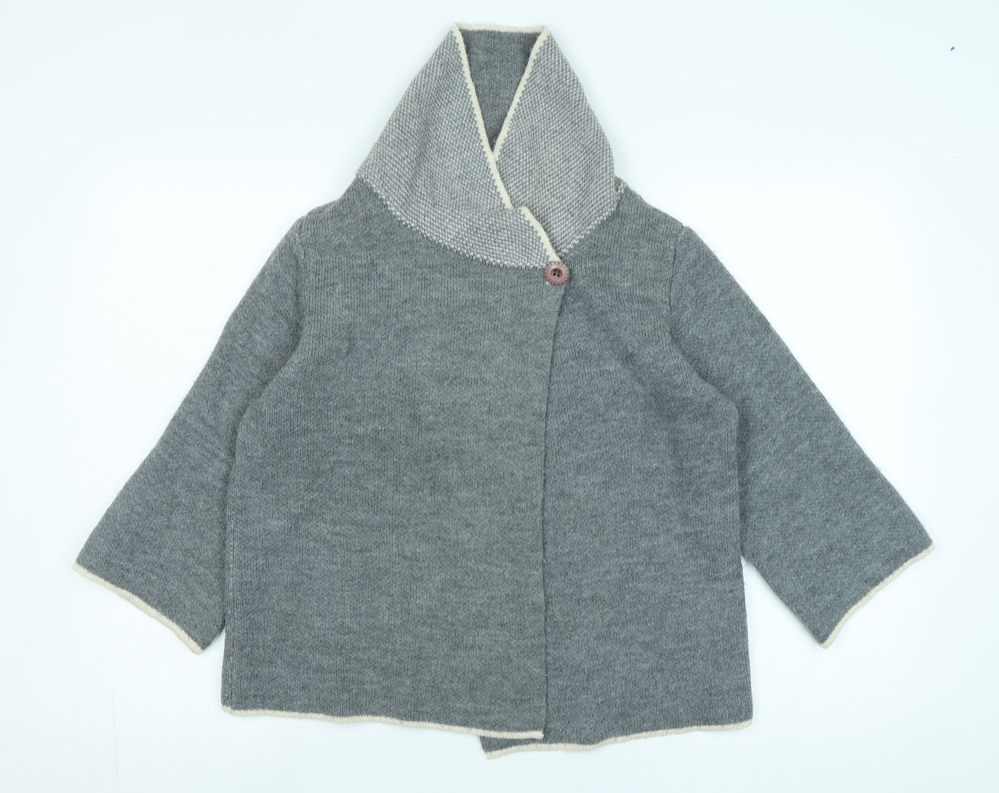 Yida Womens Grey Collared Acrylic Cardigan Jumper Size S - Logo