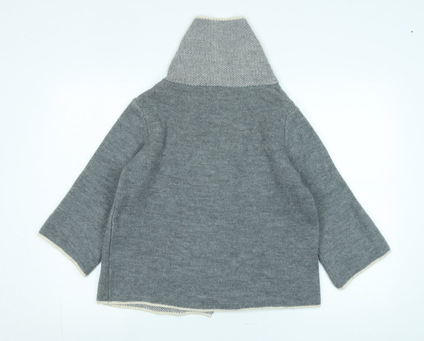 Yida Womens Grey Collared Acrylic Cardigan Jumper Size S - Logo