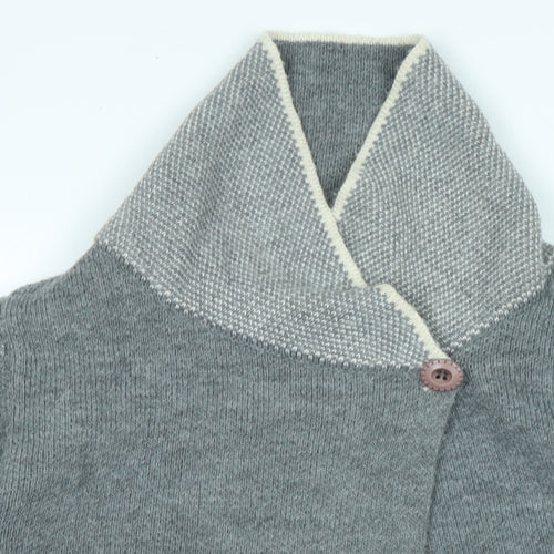 Yida Womens Grey Collared Acrylic Cardigan Jumper Size S - Logo