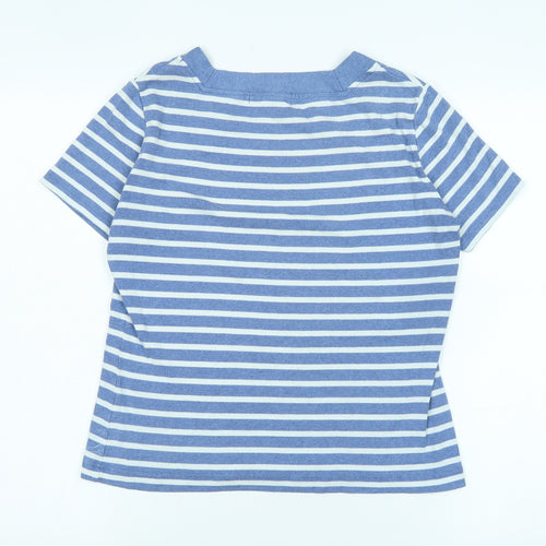 front de mer Womens Blue Cotton Basic T-Shirt Size XL Square Neck - Logo