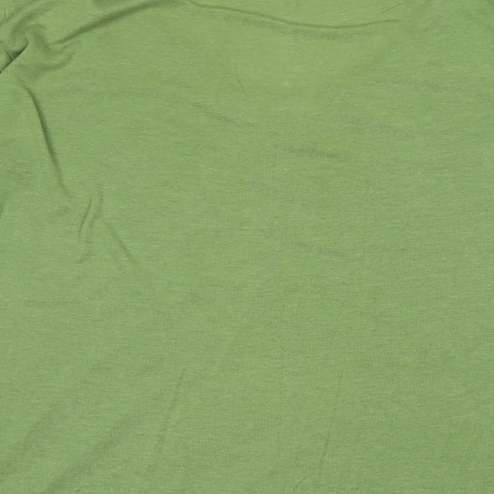 White Stuff Womens Green Cotton Jersey T-Shirt Size 16 V-Neck - Logo