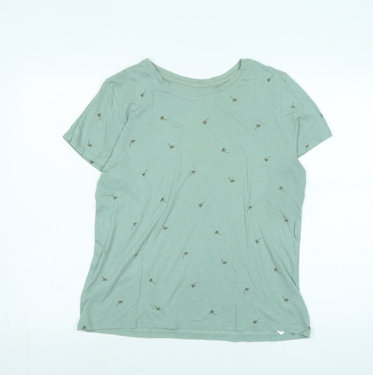 Gap Womens Green Cotton Basic T-Shirt Size L Scoop Neck - Logo