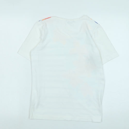 DASH Womens White Cotton Basic T-Shirt Size 10 Scoop Neck - Logo