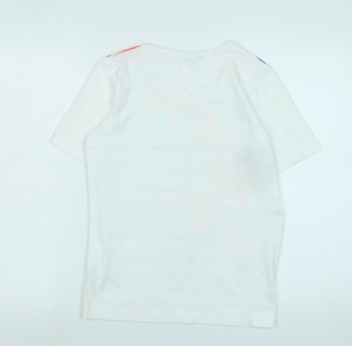 DASH Womens White Cotton Basic T-Shirt Size 10 Scoop Neck - Logo