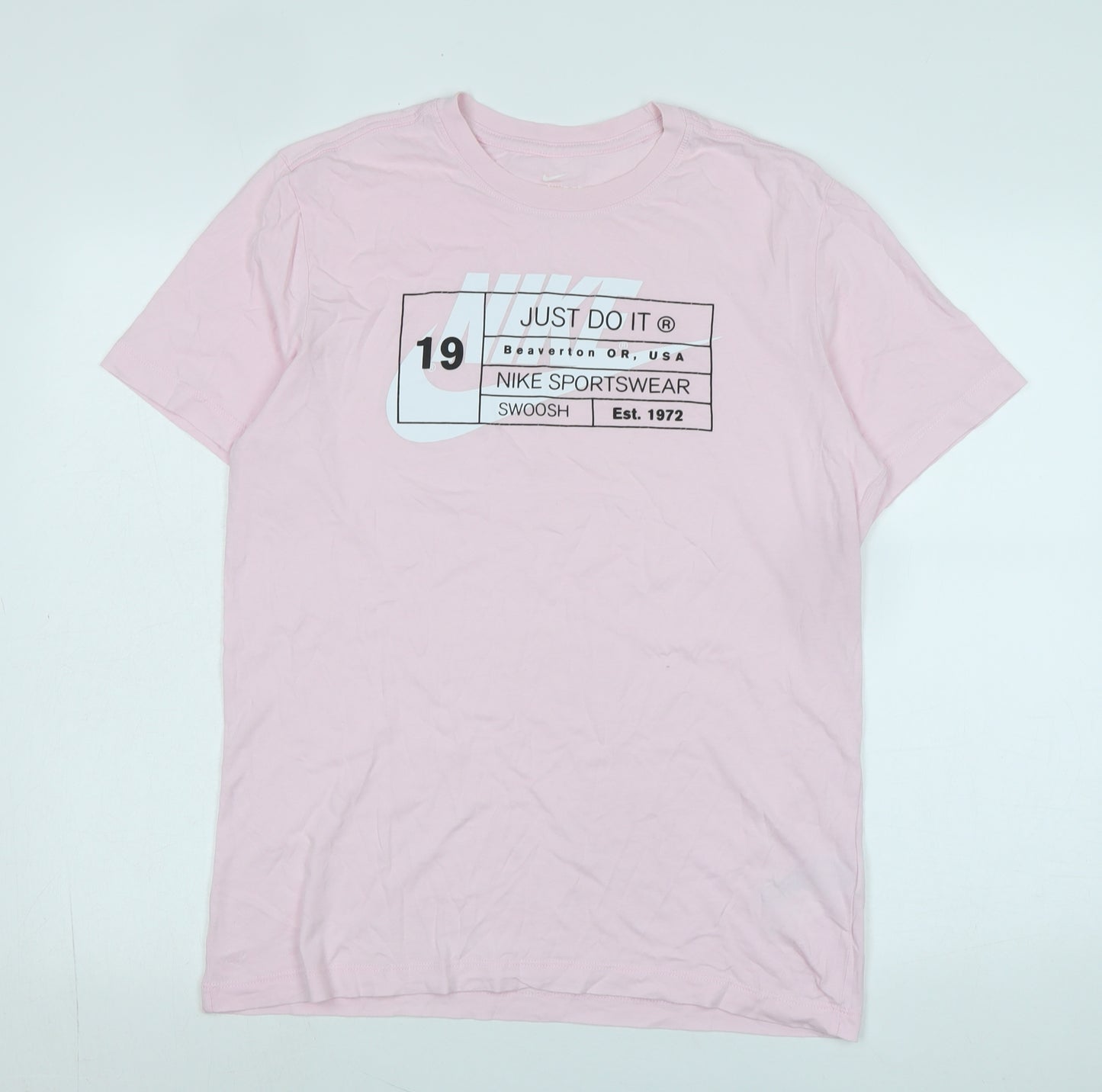 Nike Womens Pink Cotton Basic T-Shirt Size M Crew Neck - Logo -Nike -Just do it.