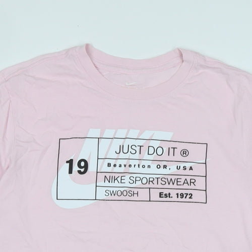 Nike Womens Pink Cotton Basic T-Shirt Size M Crew Neck - Logo -Nike -Just do it.