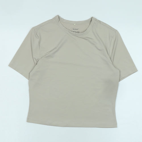 Dry Move Womens Beige Polyester Basic T-Shirt Size M Crew Neck - Logo