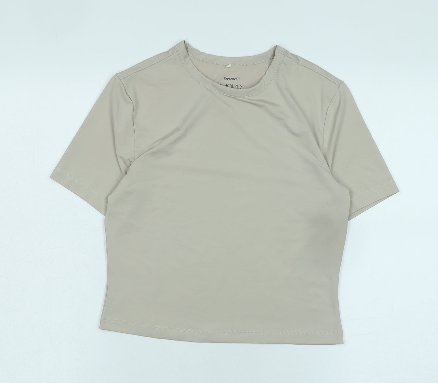 Dry Move Womens Beige Polyester Basic T-Shirt Size M Crew Neck - Logo