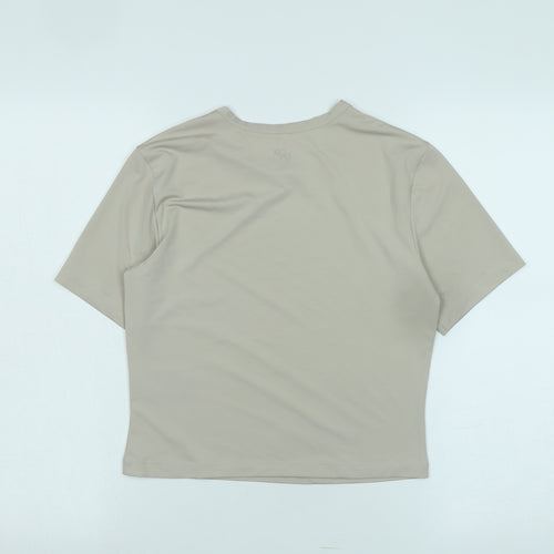 Dry Move Womens Beige Polyester Basic T-Shirt Size M Crew Neck - Logo