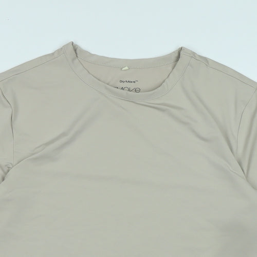 Dry Move Womens Beige Polyester Basic T-Shirt Size M Crew Neck - Logo