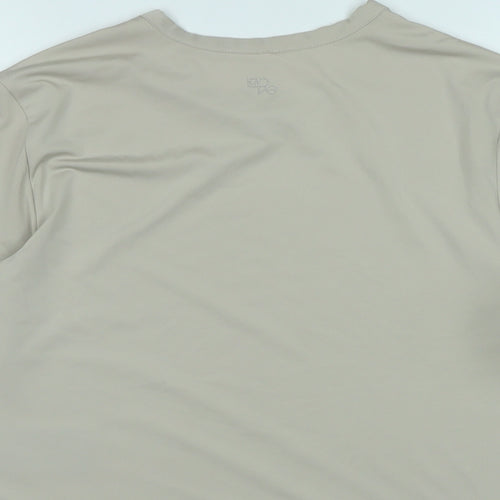 Dry Move Womens Beige Polyester Basic T-Shirt Size M Crew Neck - Logo