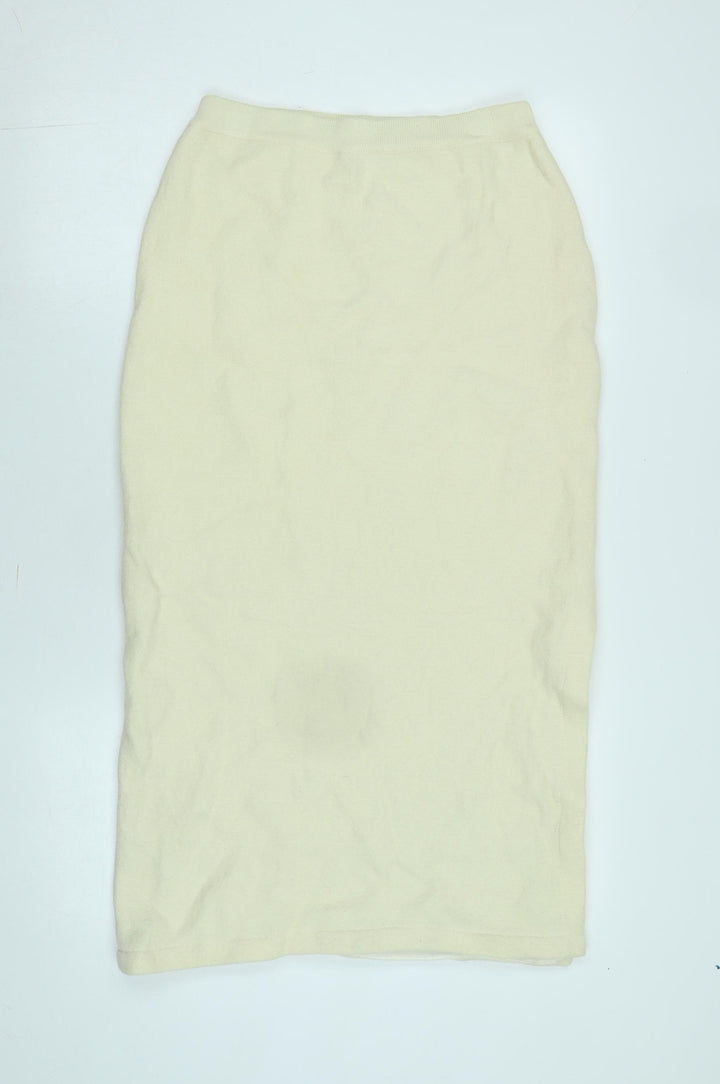 EE Elegance Paris Womens Ivory Wool Straight & Pencil Skirt Size 12 - Logo