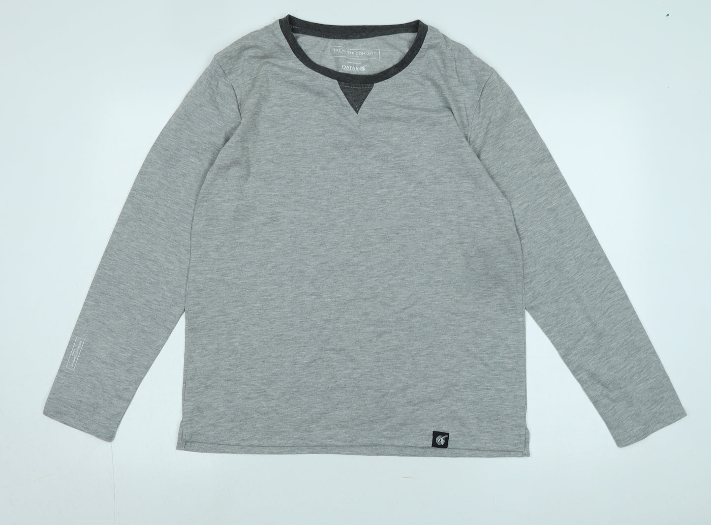 The White Company Womens Grey Cotton Jersey T-Shirt Size M Scoop Neck - Logo