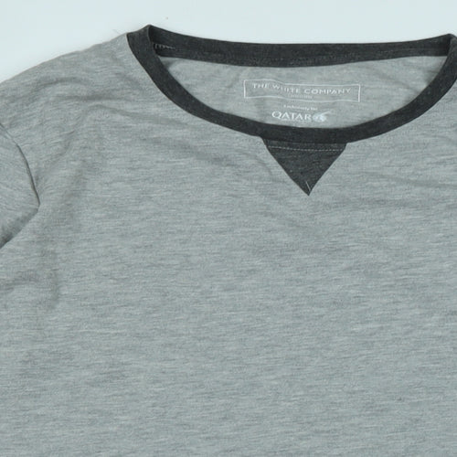 The White Company Womens Grey Cotton Jersey T-Shirt Size M Scoop Neck - Logo
