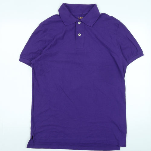 Lee Mens Purple Cotton Polo Size XL Collared - Logo