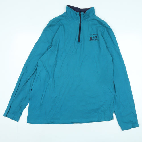Atlas for women Womens Blue Cotton Pullover Sweatshirt Size L - Logo