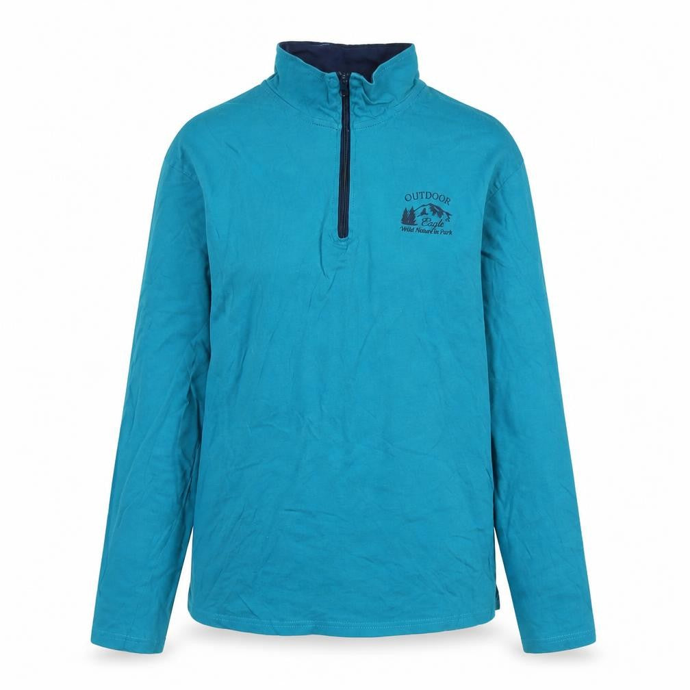 Atlas for women Womens Blue Cotton Pullover Sweatshirt Size L - Logo
