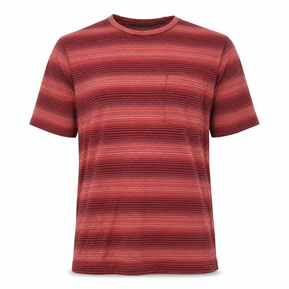 Perry Ellis Mens Multicoloured Striped Cotton T-Shirt Size M Crew Neck