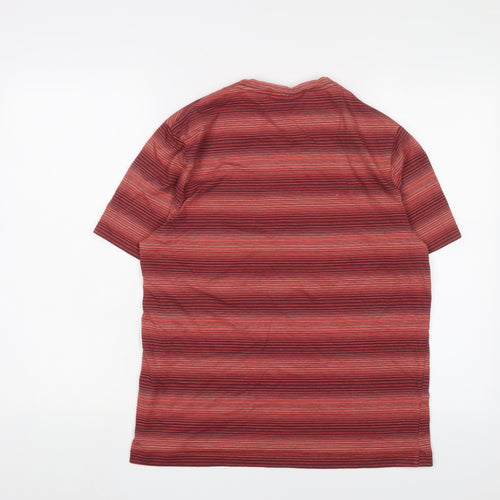Perry Ellis Mens Multicoloured Striped Cotton T-Shirt Size M Crew Neck