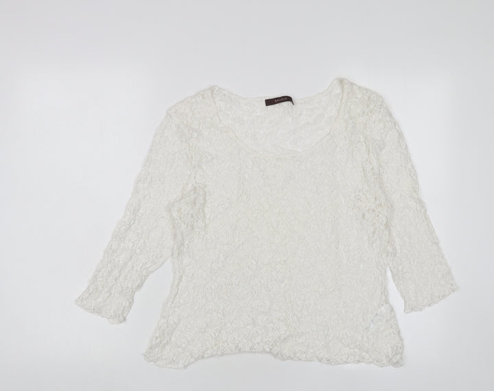 Savoir Womens White Polyamide Basic Blouse Size 16 Boat Neck