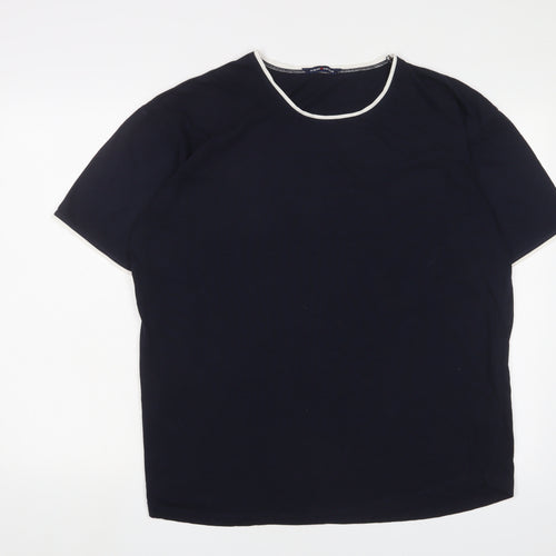 East Coast Womens Blue Cotton Basic T-Shirt Size 18 Collared