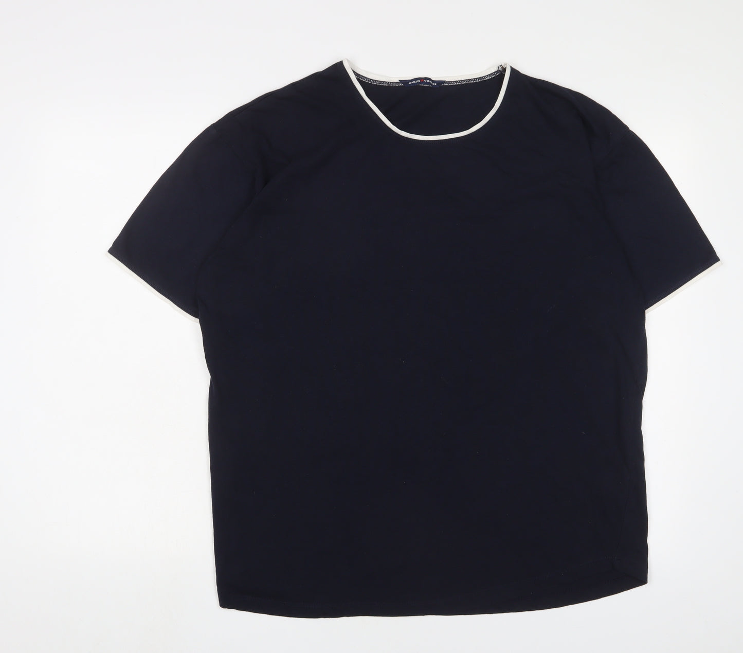 East Coast Womens Blue Cotton Basic T-Shirt Size 18 Collared