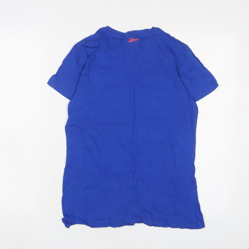 Reebok Womens Blue Cotton Basic T-Shirt Size 12 Crew Neck - Logo